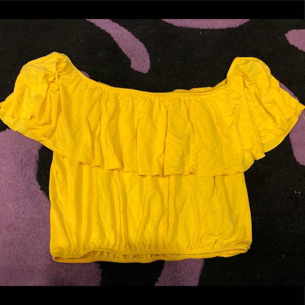 Forever 21 Yellow Off-the-shoulder Top